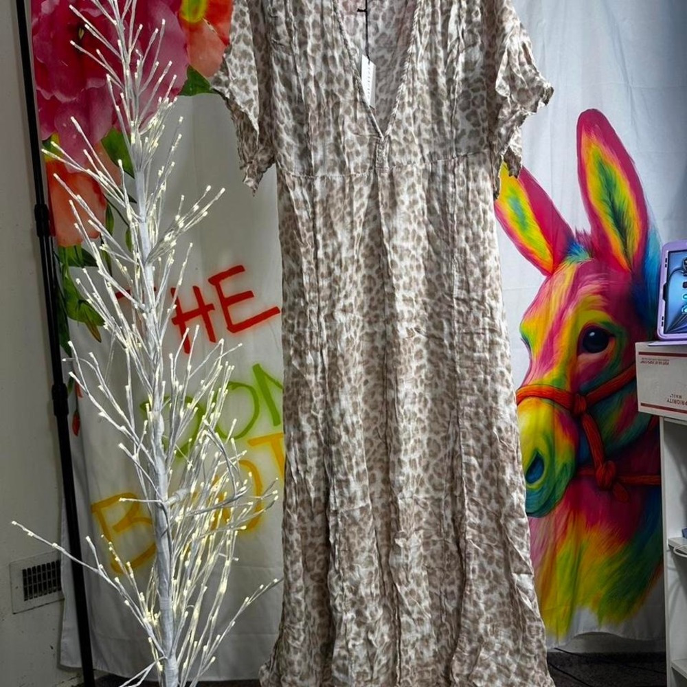 Felicite cotton gauze leopard print maxi dress M/L